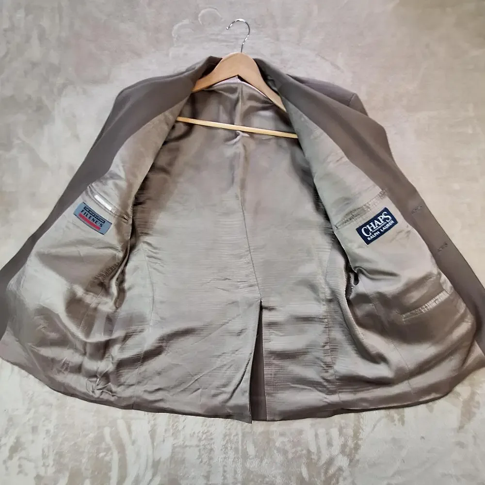 Chaps Ralph Lauren Suit Jacket Mens 42 Short Brown Wool Single Vent 2 Button